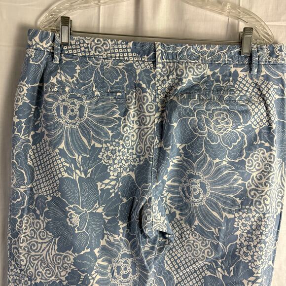 Talbots Relaxed Chino Pants 14 Floral Print Blue Colorful All Over Print - Picture 5 of 7